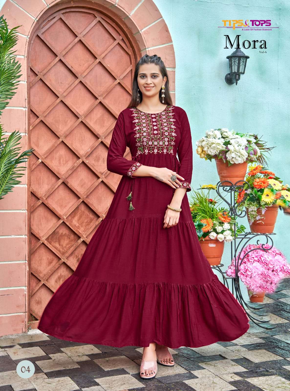 Tips & Tops - Mora Vol 06- Handwork And Ghaghri-Pattern-Flair-Gown-Kurti-04